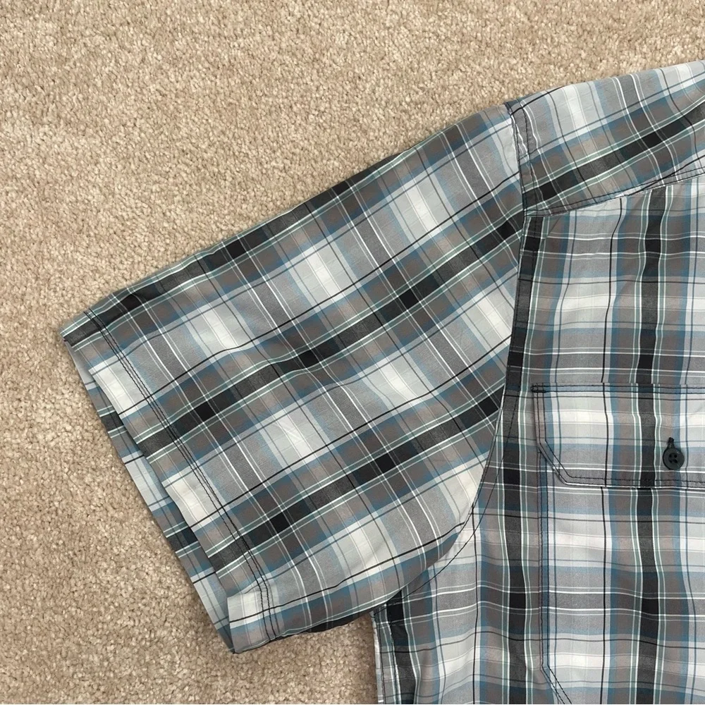 North Face Shirt Large Gray Button Up Plaid Short Sleeve Preppy Outdoor Men